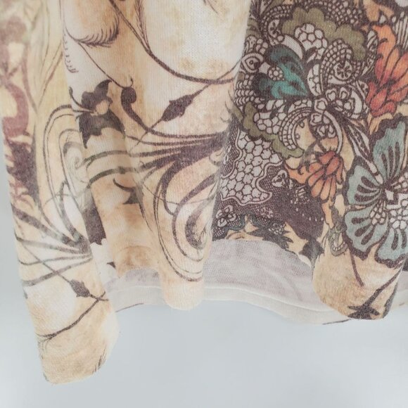 One World Live And Let Live Womens Short Sleeve Baby Doll Sweater‎ Sz XL Yellow - Picture 6 of 13